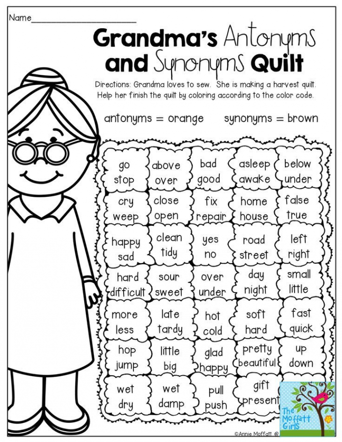 Synonyms Review Worksheet