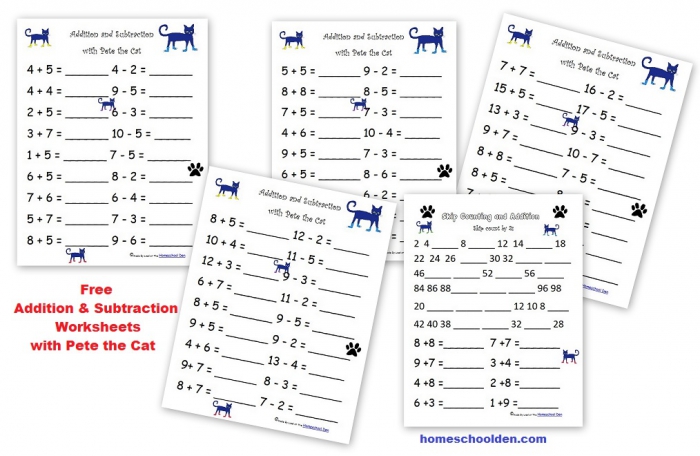 Addition And Subtraction With Pete The Cat Free Worksheets