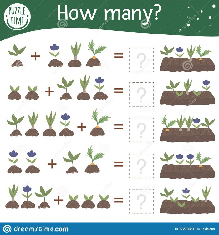 Addition Garden Math Worksheets
