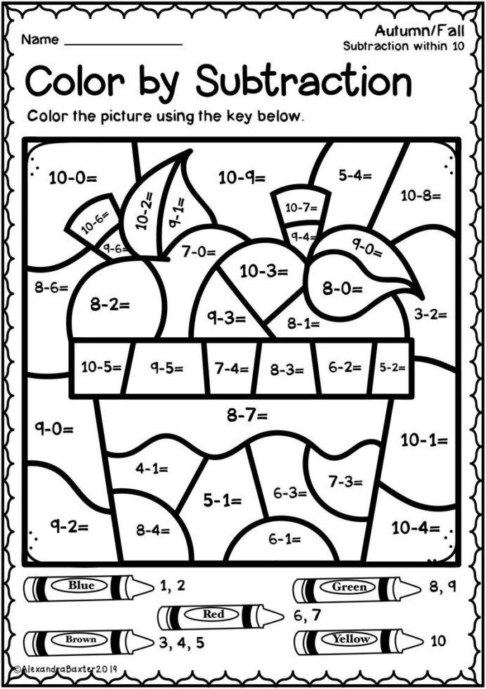 Free Printable Color By Number Worksheets For 1st Grade Printable 