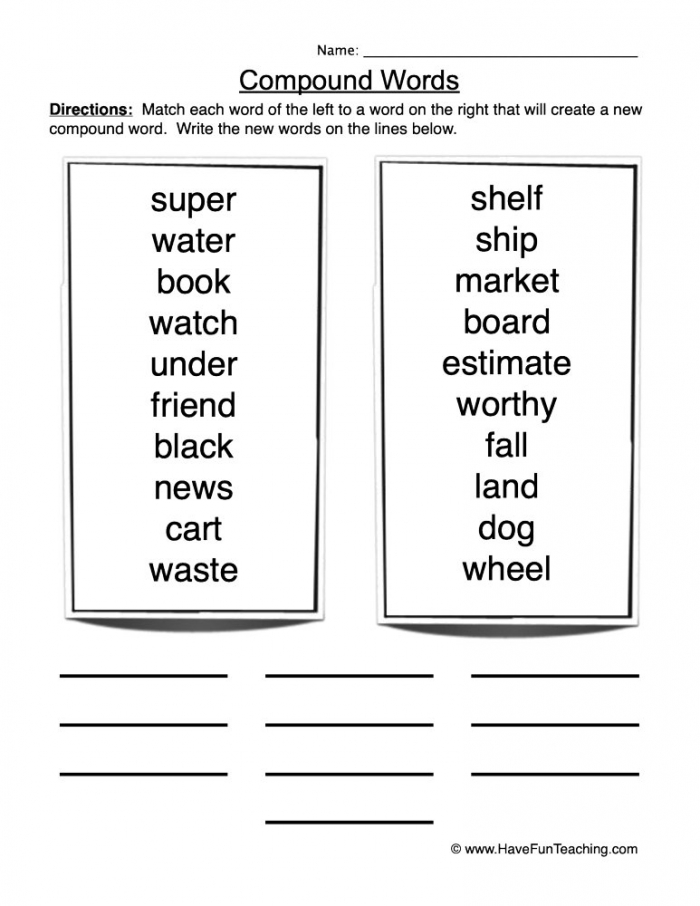 Create Compound Words Worksheet  Have Fun Teaching