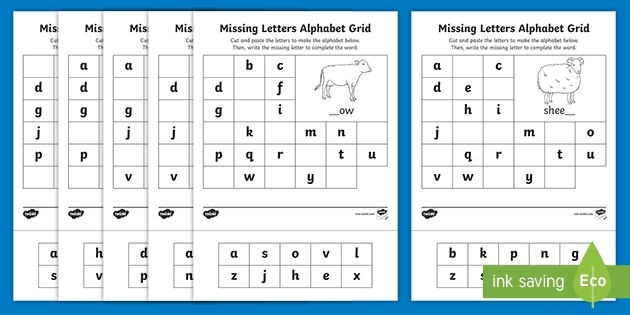 Farm Missing Letters Alphabet Grid Worksheet Teacher Made