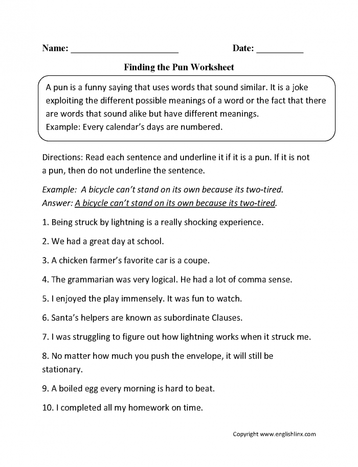 Figurative Language Worksheets