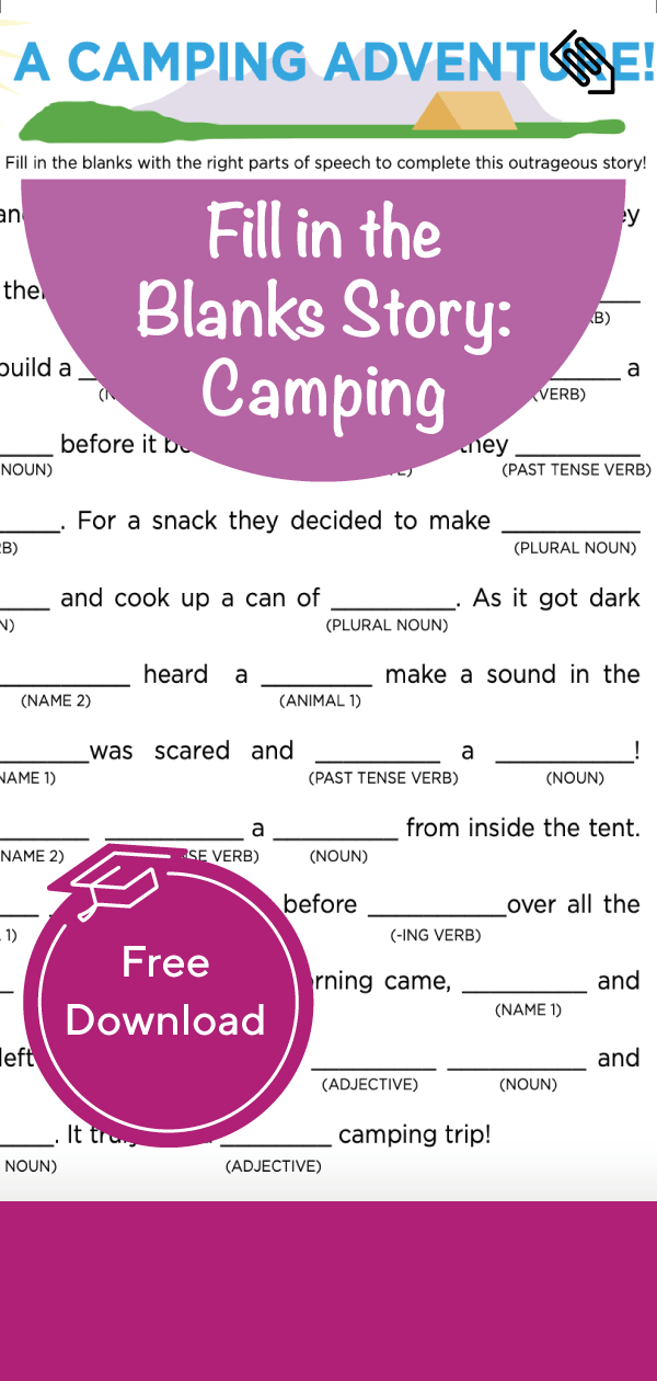 Fill In The Blanks Camping Story Worksheet