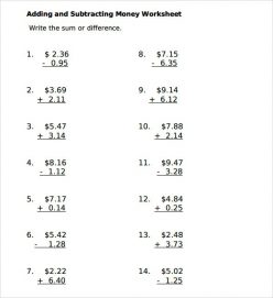 Money Addition And Subtraction