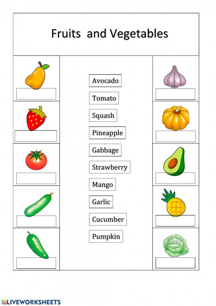 Free Worksheets For First Grade Fruits And Vegetables