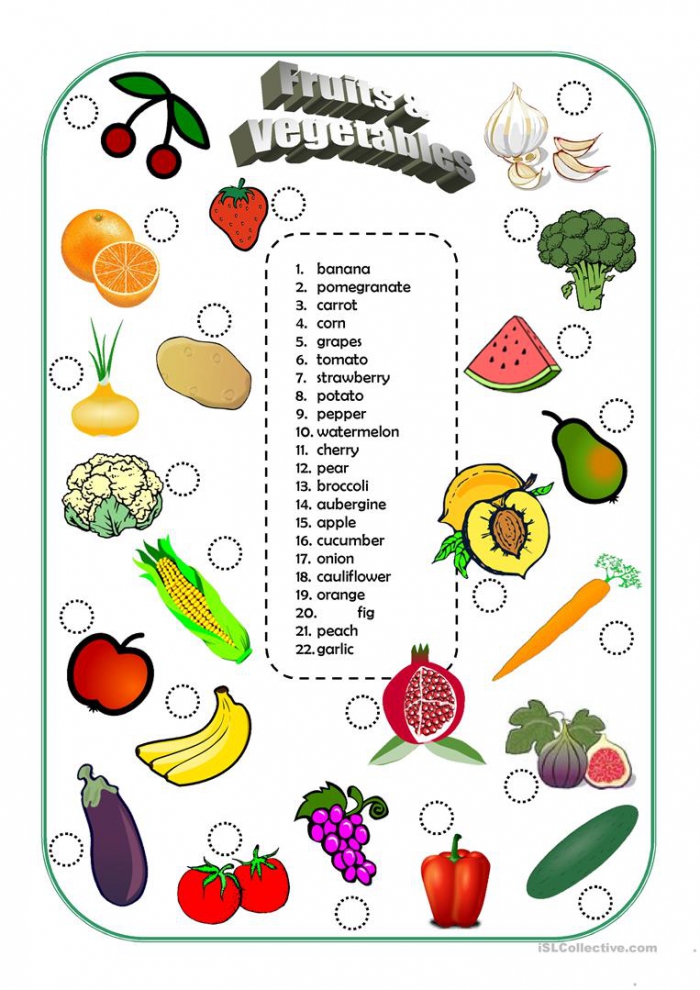 Fruits And Vegetables English Esl Worksheets For Distance Learning