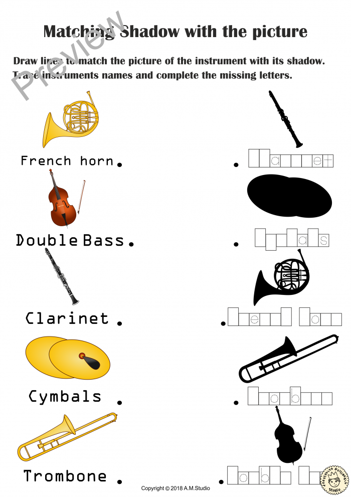 Fun Worksheets For Kids To Recognise  Learn The Names  And Match