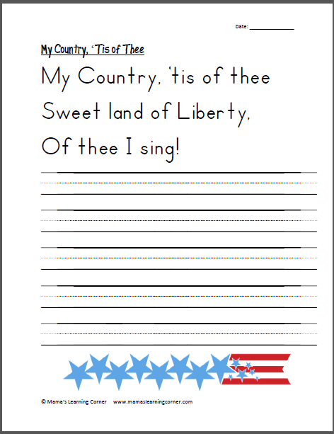 Handwriting My Country  Tis Of Thee