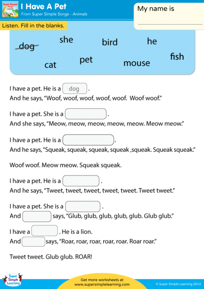 I Have A Pet Worksheet