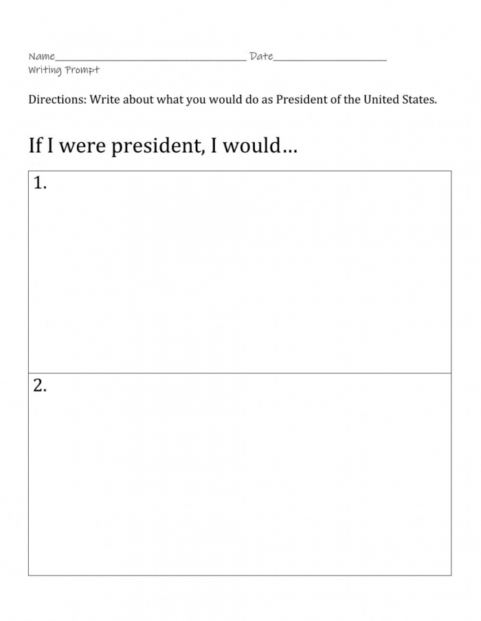 If I Were President Writing Activity List Worksheet