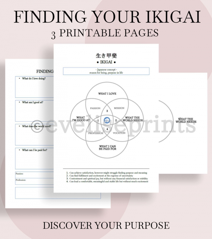 Ikigai Chart   Worksheets Find Your Reason For Being