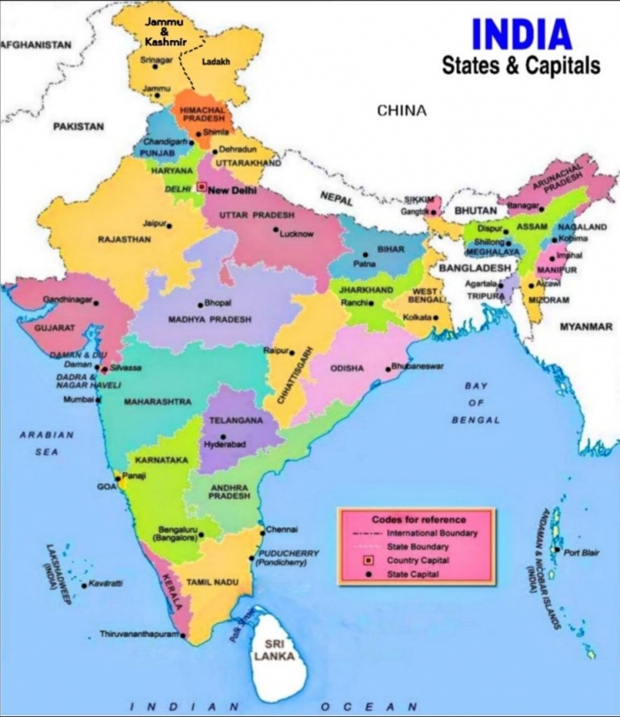 India Map With States And Capitals Of India    Union Territories