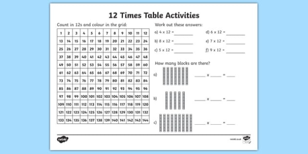 Ks  Times Table Worksheet