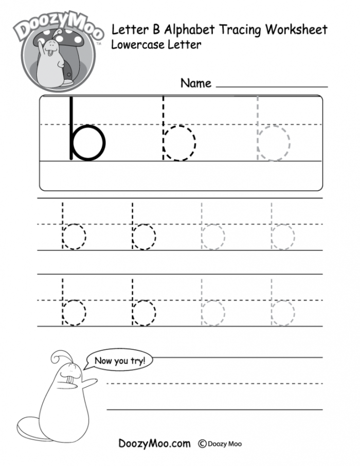 Lowercase Letter B Tracing Worksheet
