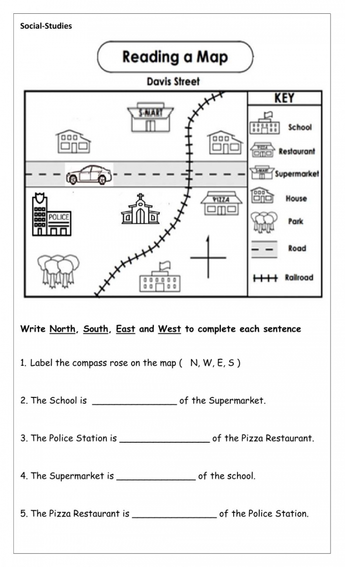 Map To School Worksheets  22Worksheets In Parts Of A Map Worksheet