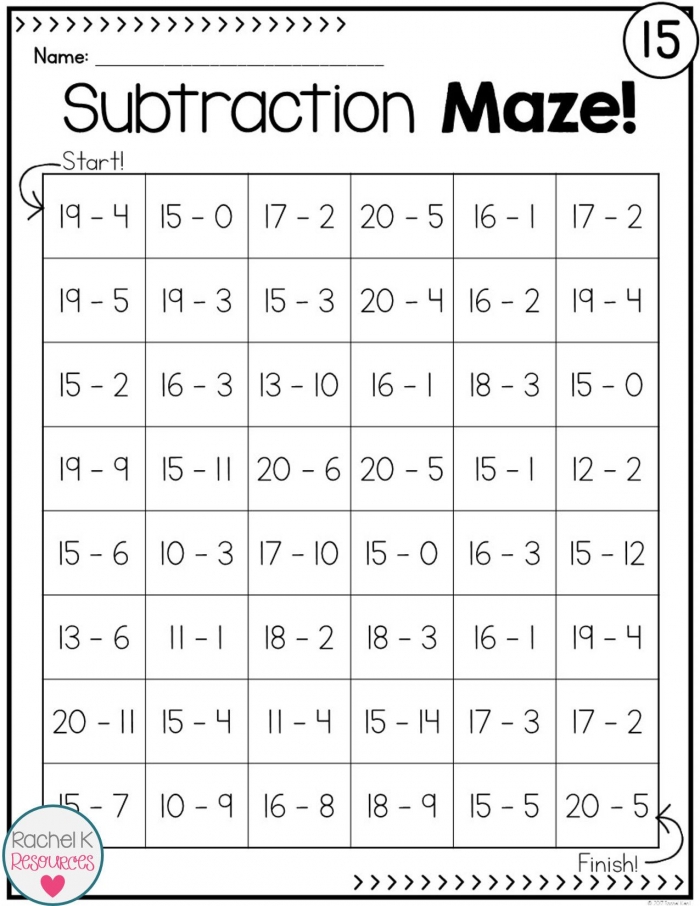 Math Maze Worksheets Subtraction Practice Mazes