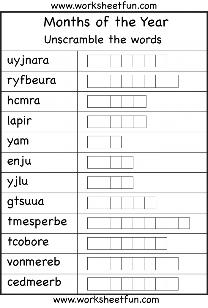 Months Of The Year   Worksheet