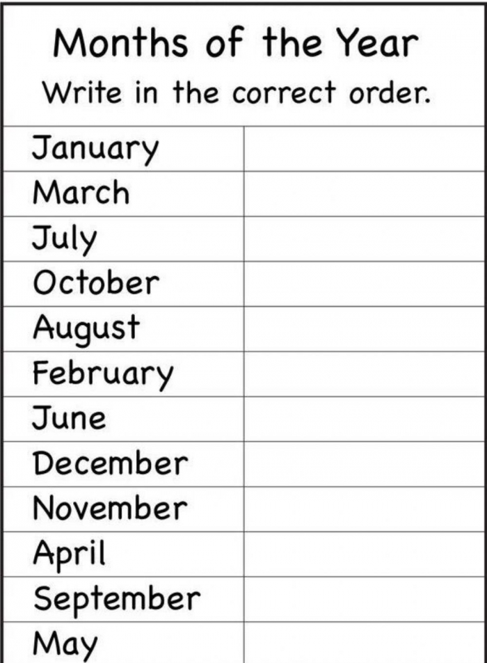 Months Of The Year Online Worksheet