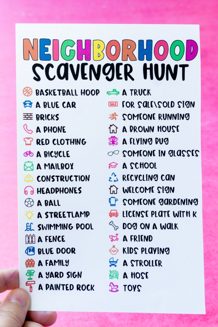 Neighborhood Scavenger Hunt For Kids Free Printable