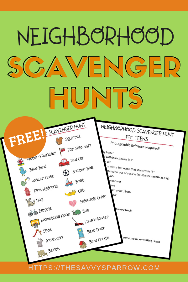 Neighborhood Scavenger Hunt With Free Printables