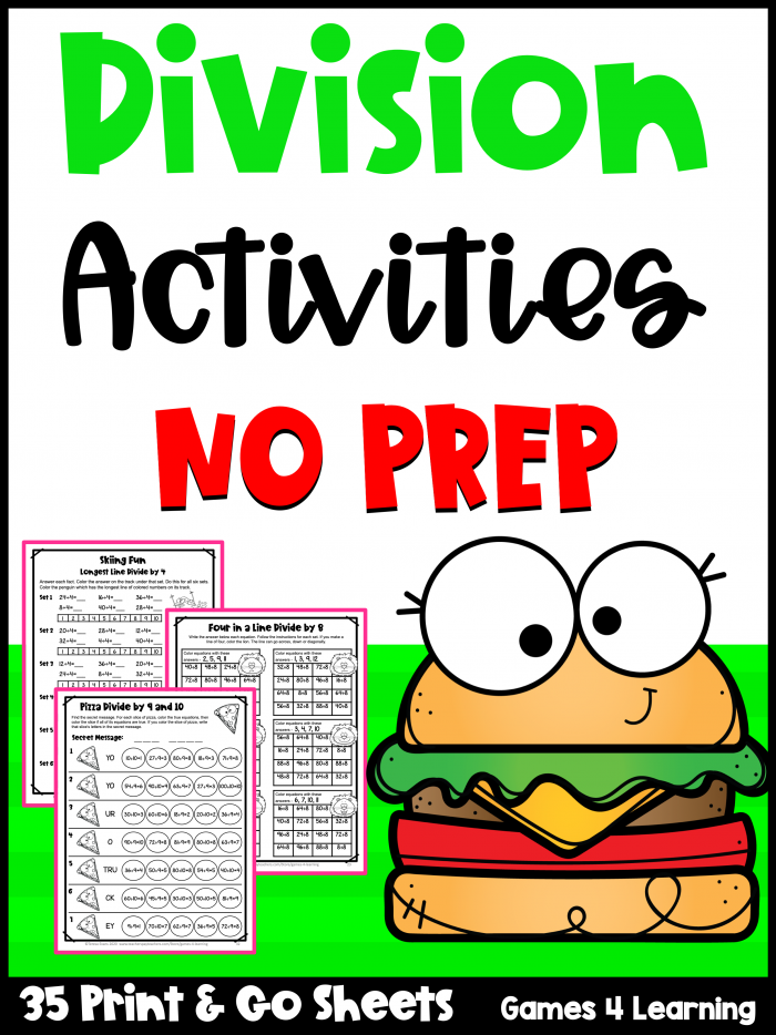 No Prep Division Worksheets For Division Facts