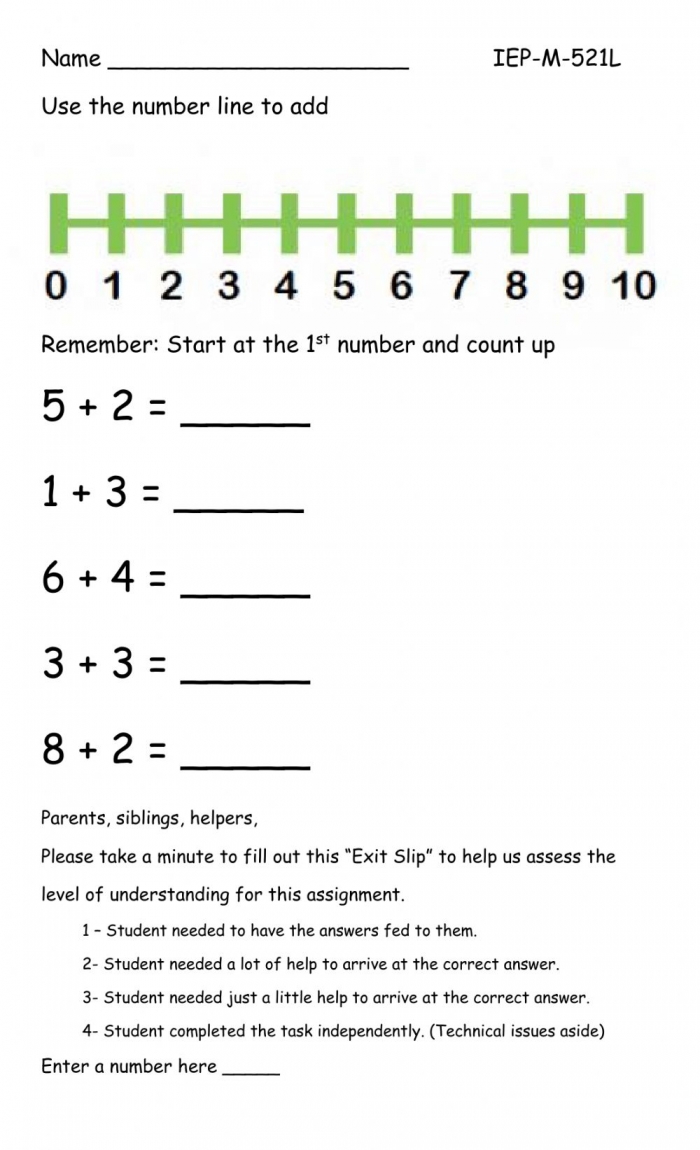 Number Line Addition Worksheets | 99Worksheets