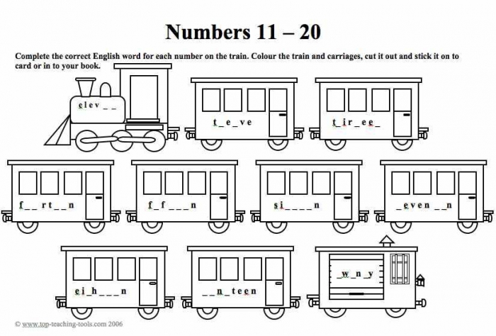 Numbers Train Worksheets