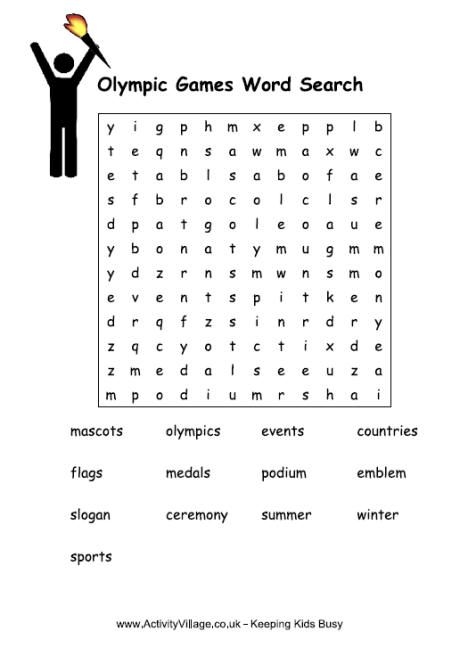 Olympic Word Search Worksheets | 99Worksheets