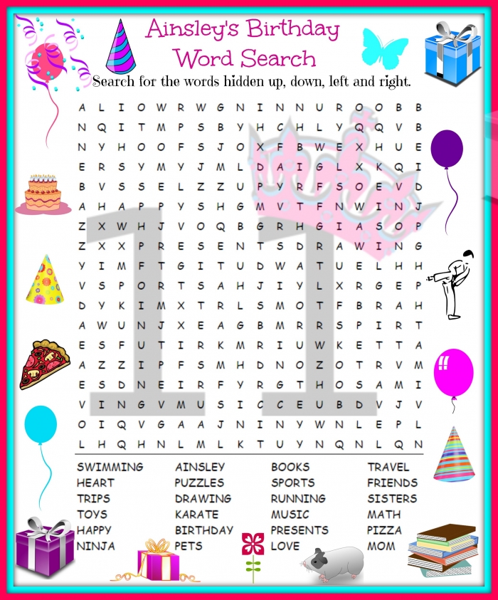 Printable Birthday Word Search