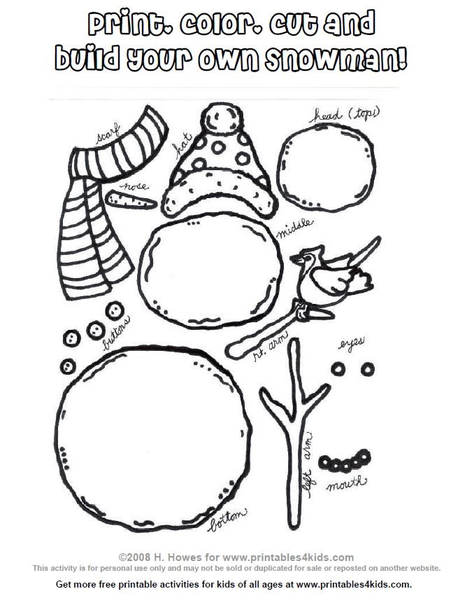 Printable Build A Snowman Activity  Printables For Kids  Free