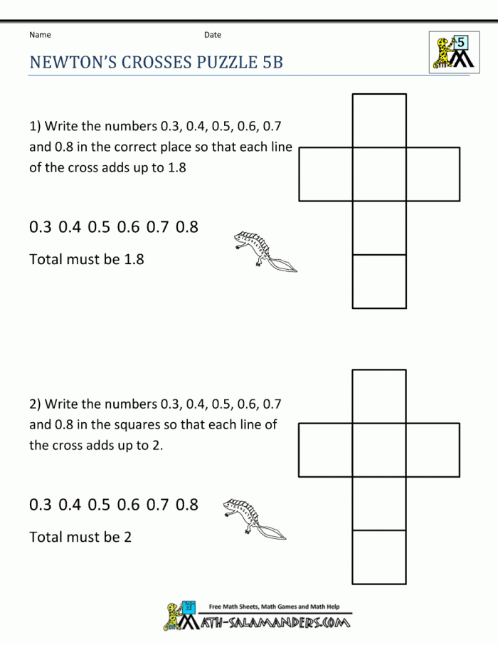 Printable Math Puzzles Th Grade