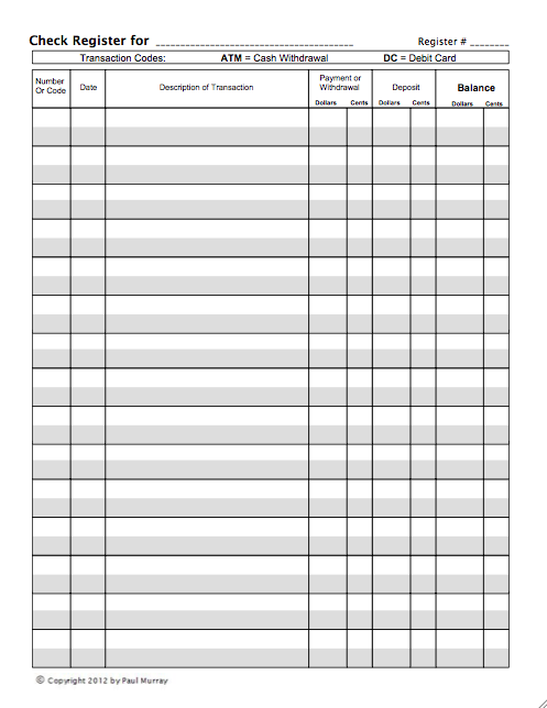 Balancing a checkbook worksheet