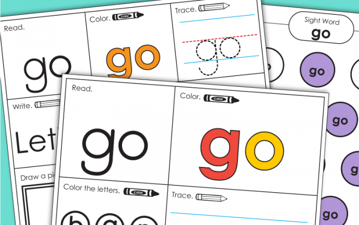 Sight Word Go Worksheets