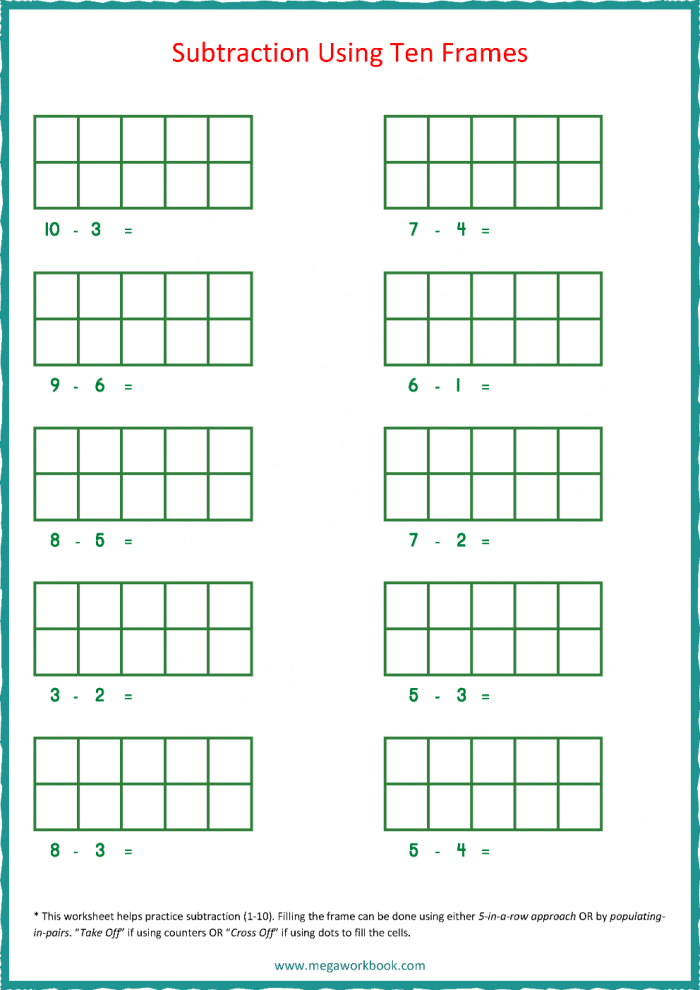 Ten Frame Worksheets