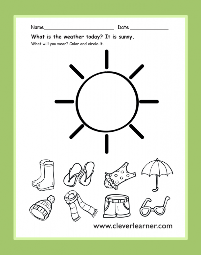 The Weather Today Is Sunny Preschool