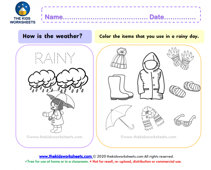 The Weather Worksheet Rainy Day  The Kids Worksheets
