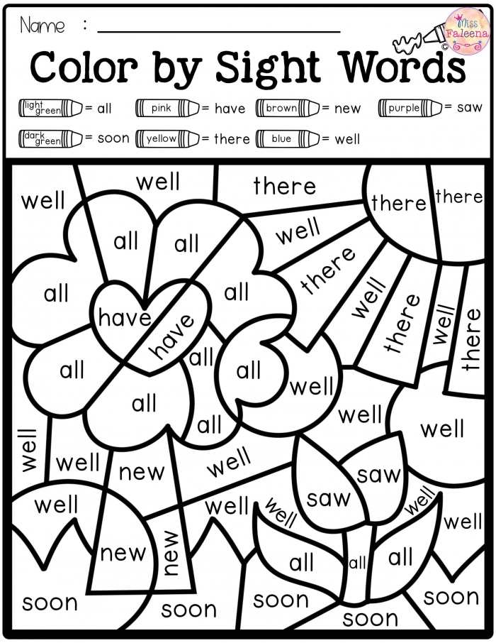 There Are  Pages Of Color By Sight Words Worksheets In Spring