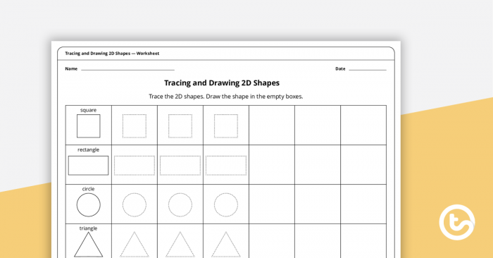 Tracing And Drawing D Shapes Worksheet Teaching Resource