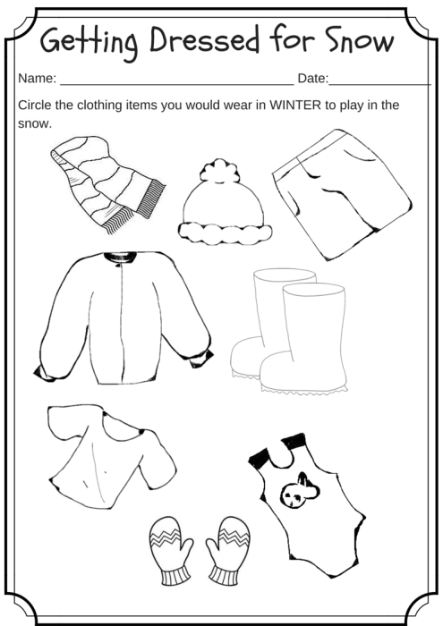 Winter Weather Wear Preschool Worksheet  What Would You Wear On A