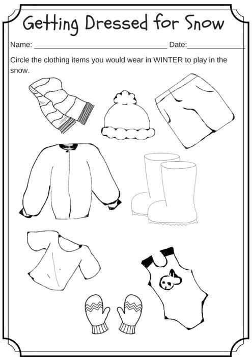 Winter Weather Wear Preschool Worksheet  What Would You Wear On A