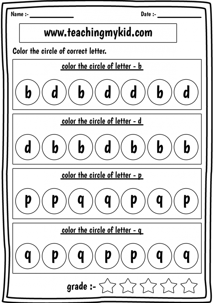 Tracing Lowercase Letters B,D,P Worksheets 99Worksheets