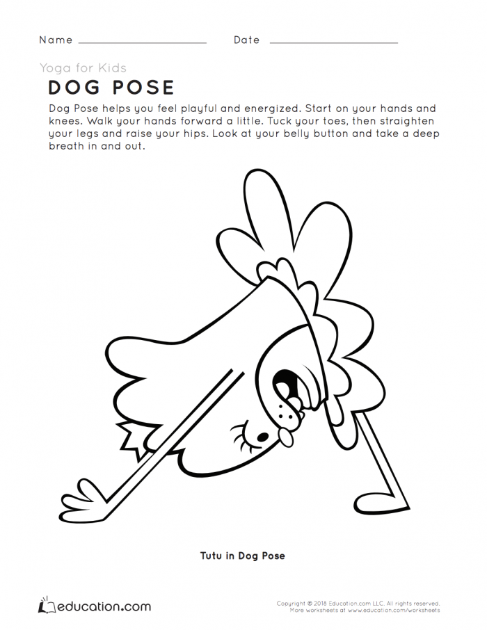 Yoga For Kids Dog Pose Worksheets