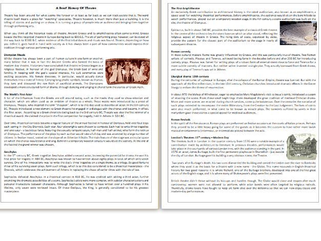 A Brief History Of Theatre