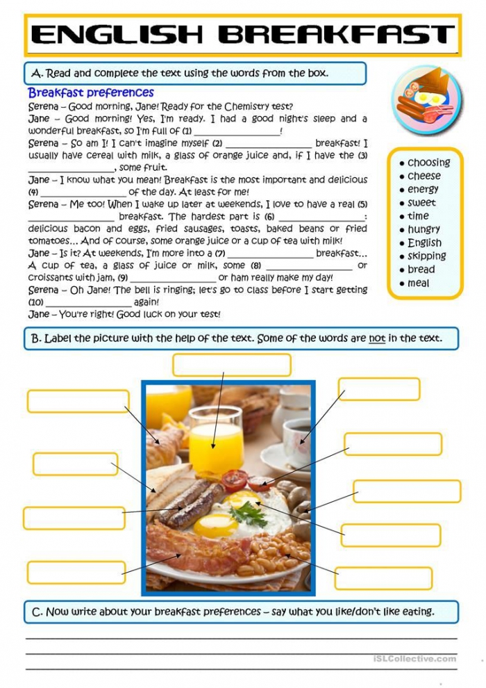 Breakfast Preferences Worksheet