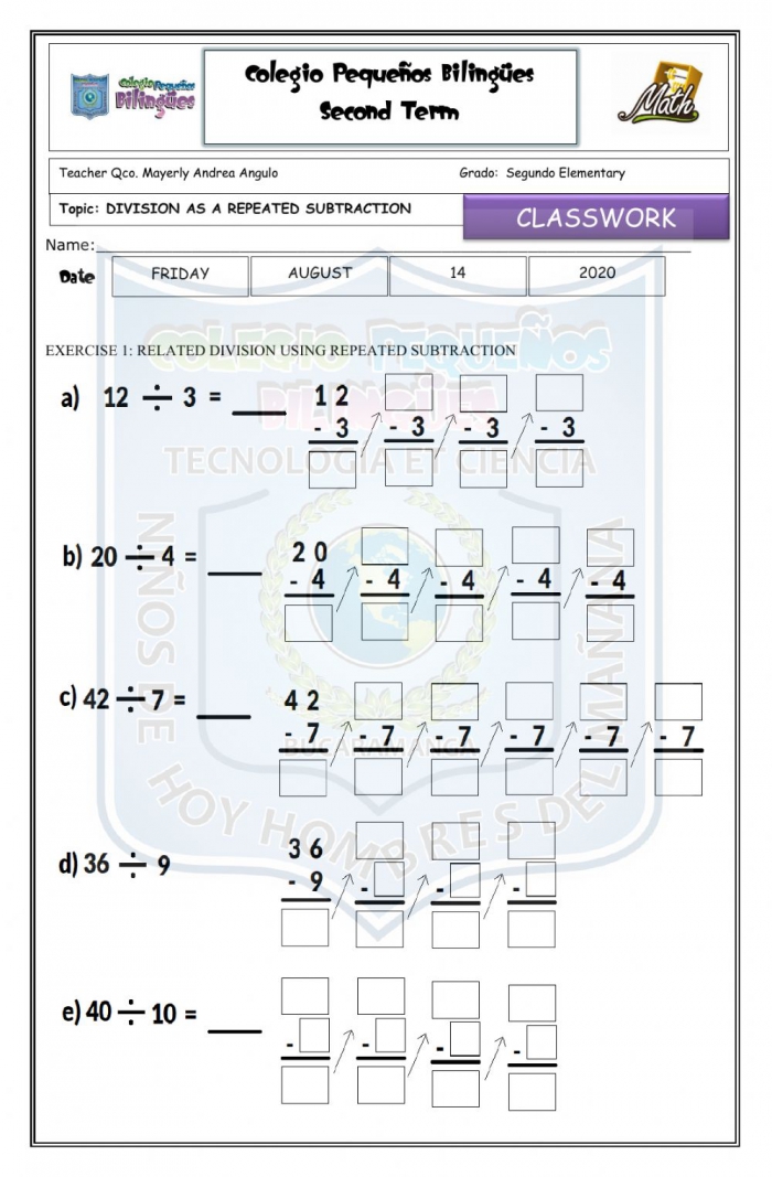 Division With Repeated Subtraction Worksheets | 99Worksheets