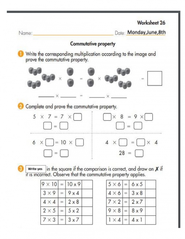 Properties Of Multiplication Worksheet For Grade 3 Multiplication 