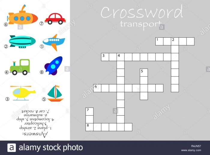 Crossword For Children  Transport Theme  Fun Education Game For