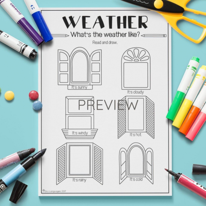Esl English Kids Weather Looking Out The Window Worksheet