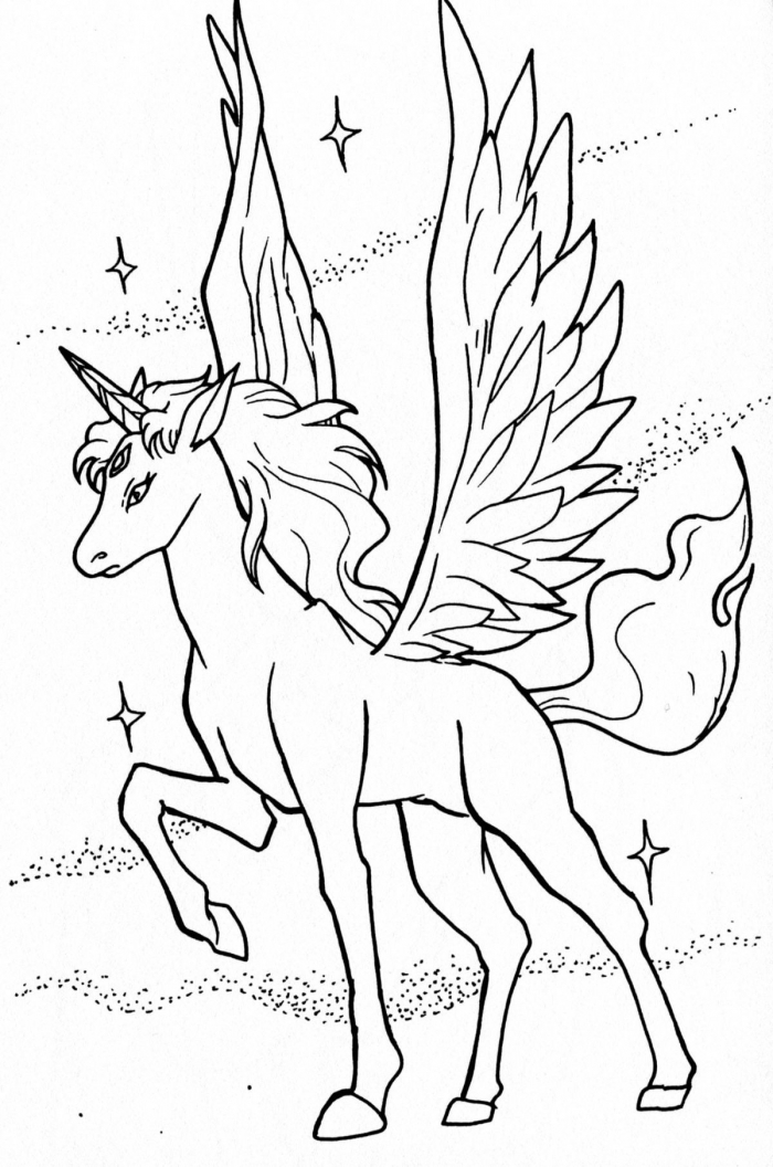 Flying Unicorn Coloring Youngandtae In Printable Unicorn Coloring